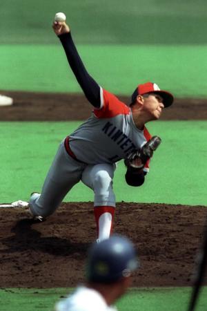 １９９０年シーズン、オリックス戦に登板した近鉄・野茂英雄投手