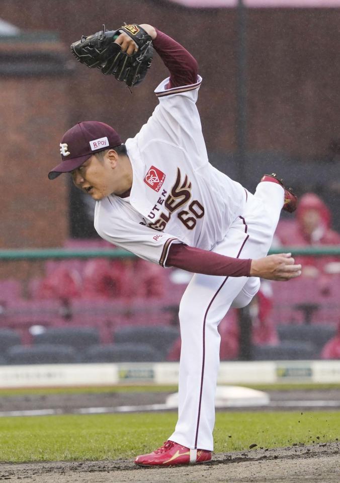 　降雨ノーゲームとなった西武戦に先発した楽天・石橋（共同）