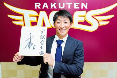 契約を更改し、全試合出場を来季目標に掲げた楽天・小深田（球団提供）