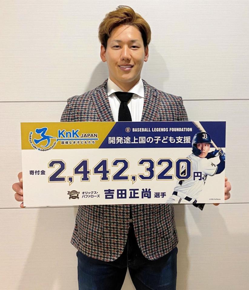 オリックス 吉田正尚が２４４万円の寄付金贈呈 １本塁打につき１０万円 ｎｐｂ 野球 デイリースポーツ Online