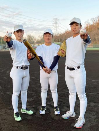 　（左から）大阪桐蔭の右腕エース・関戸、主将・池田、左腕エース・松浦