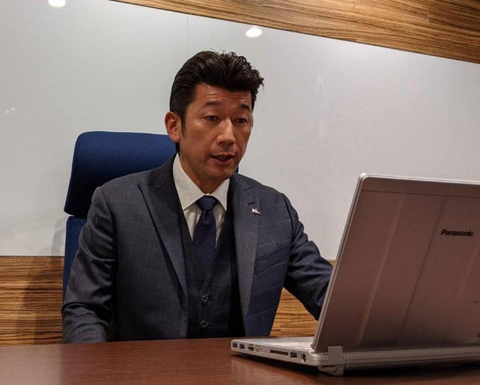 オンラインで取材に応じるＤｅＮＡ・三浦大輔監督（写真・球団提供）