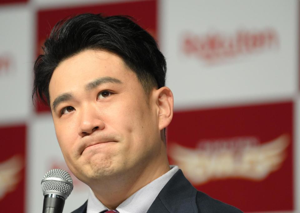 　入団記者会見を行った楽天・田中将大（撮影・堀内翔）