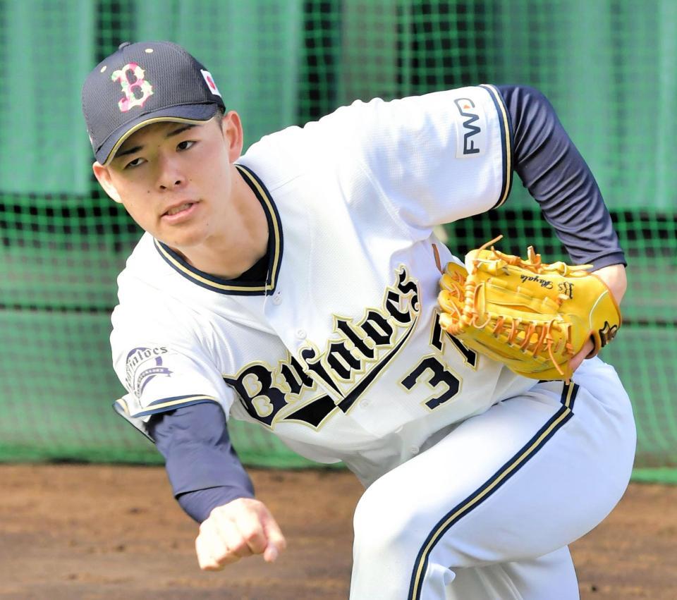 オリックスのドラ4の中川颯とドラ6の阿部が初ブルペン 中嶋