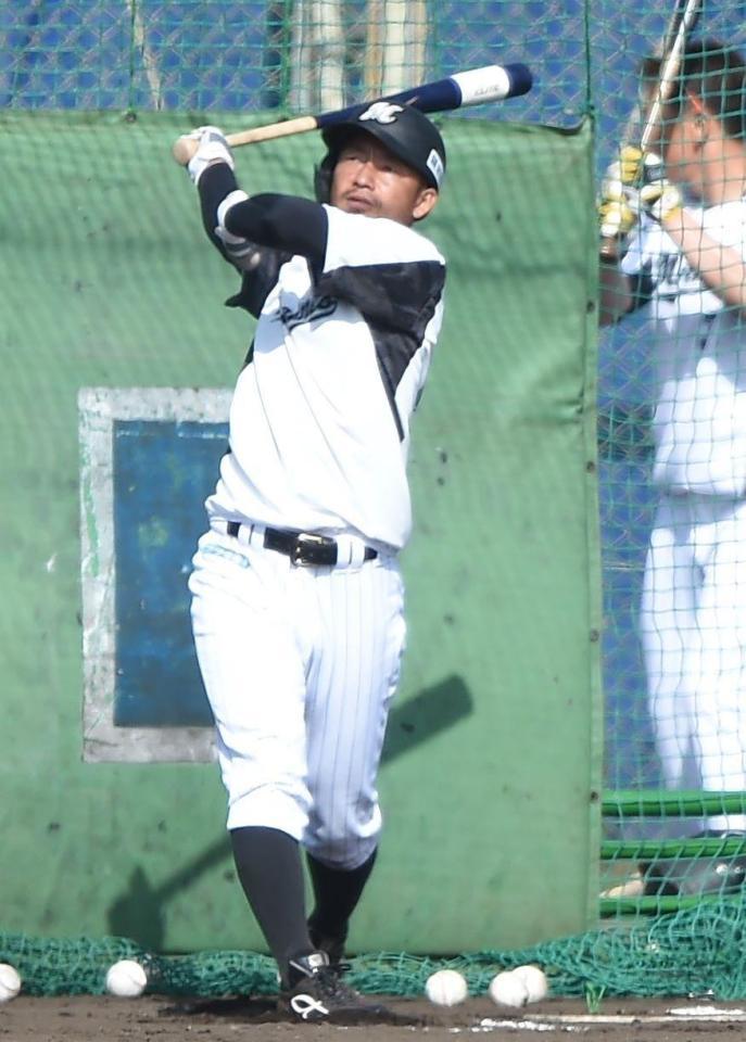 フリー打撃で快音を連発するロッテ・鳥谷敬＝石垣（撮影・開出牧）