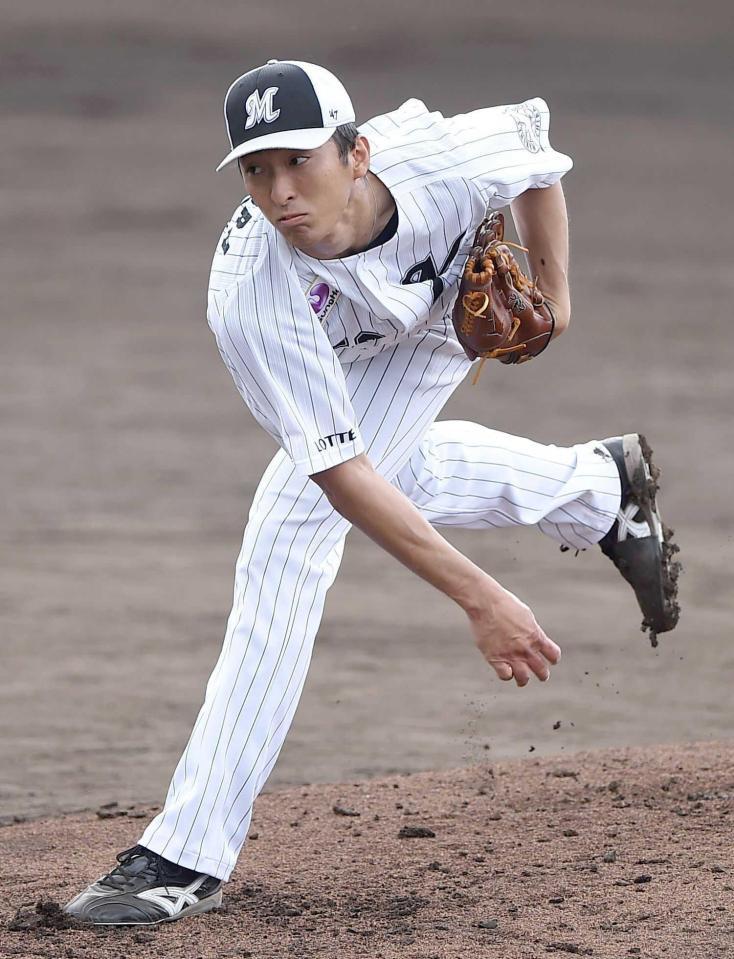 　フリー打撃に登板したロッテ・河村