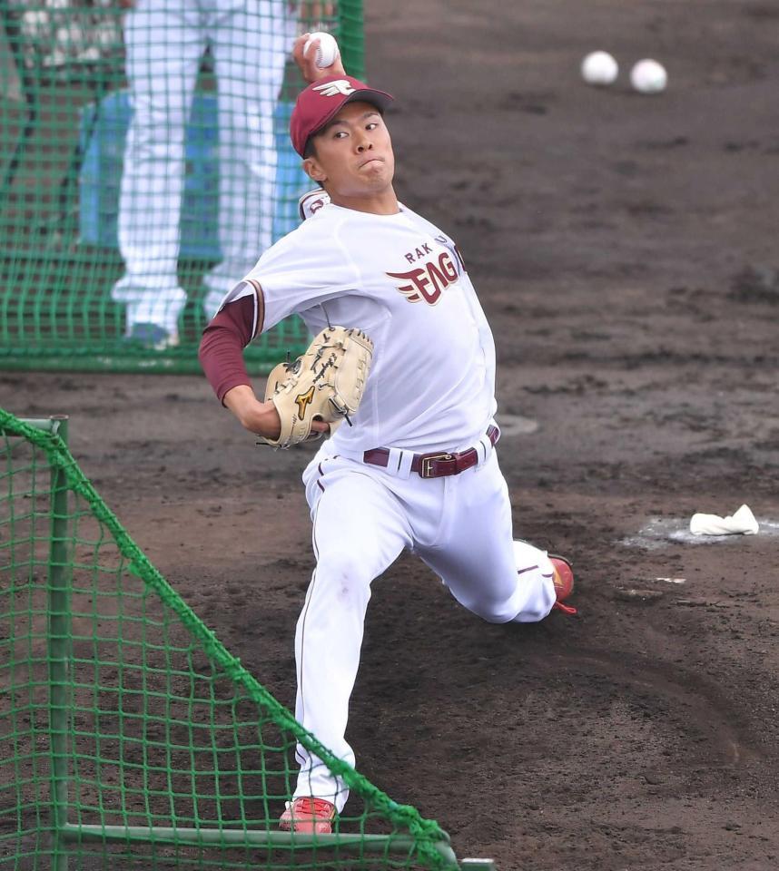 　シート打撃に登板した早川（撮影・伊藤笙子）