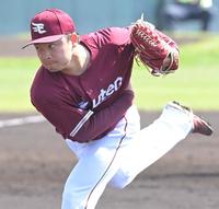 阪神打線に立ち向かう高田萌（撮影・高部洋祐）