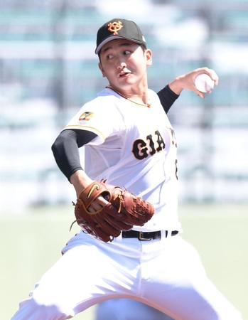 日本ハムとの練習試合に先発する巨人・横川凱＝沖縄セルラースタジアム那覇（撮影・西岡正）