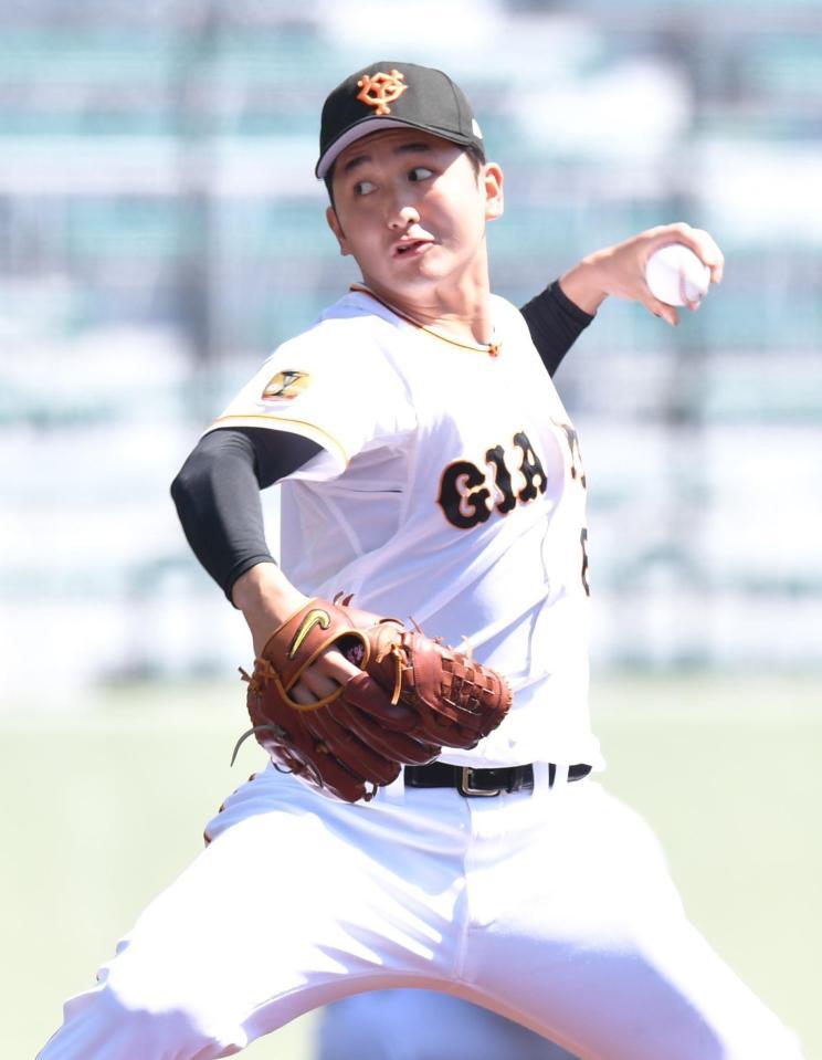 日本ハムとの練習試合に先発する巨人・横川凱＝沖縄セルラースタジアム那覇（撮影・西岡正）