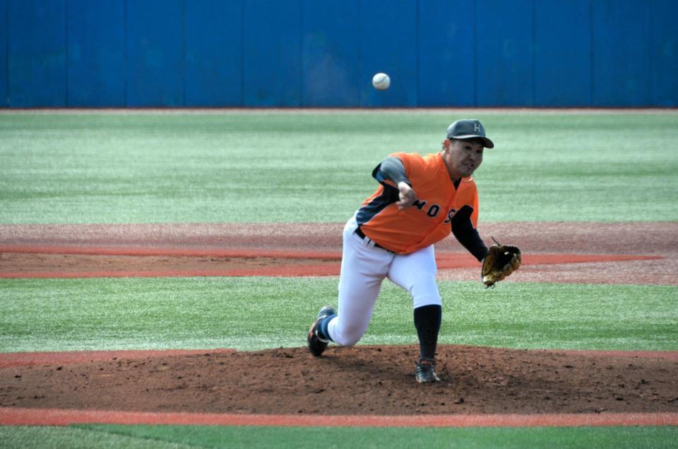 　オープン戦初登板で３回無安打無失点に抑えた法大・古屋敷