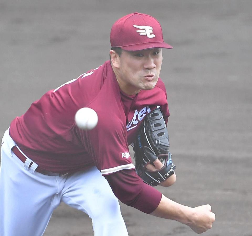 　ヤクルトとの練習試合に先発した楽天・田中将大（撮影・出月俊成）