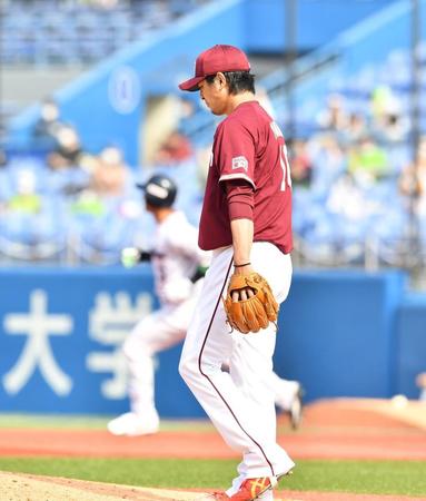 　３回、西浦に勝ち越し満塁弾を許した涌井（撮影・高石航平）