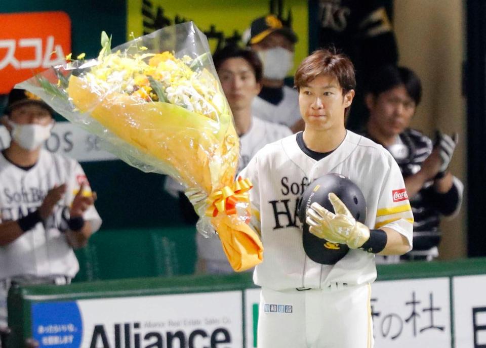 　通算１０００試合出場を達成したソフトバンク・柳田＝ペイペイドーム