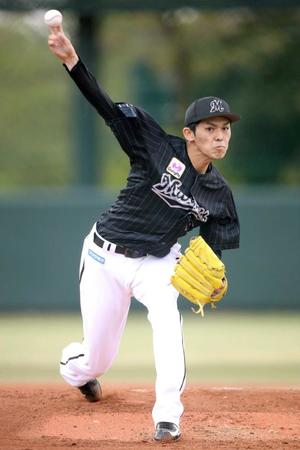 　イースタン・リーグのヤクルト戦で力投する佐々木朗（代表撮影）