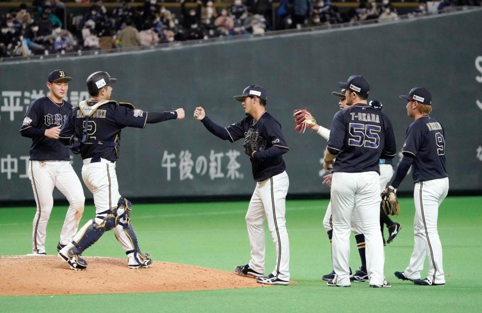 日本ハムと引き分けたオリックスナイン＝札幌ドーム