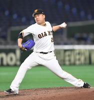 　中日打線を相手に力投する今村（撮影・佐藤厚）