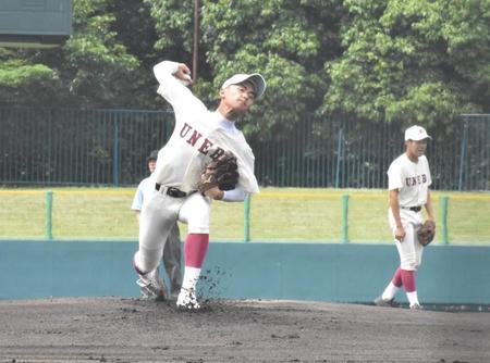 　先発としても３回を投げ力投した畝傍・若松