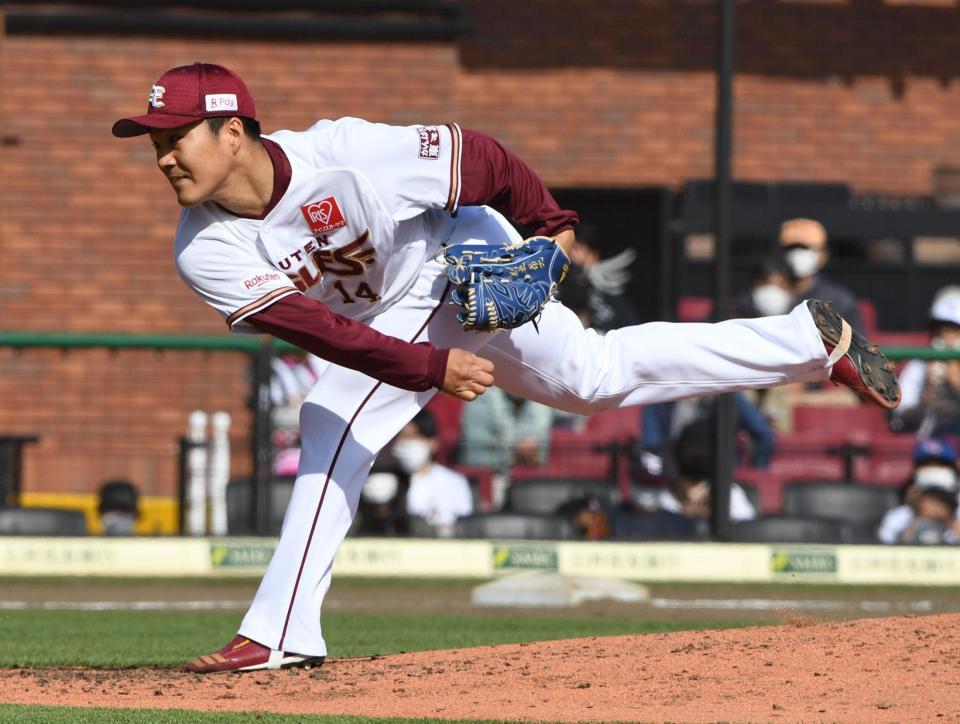 力投する先発の則本昂