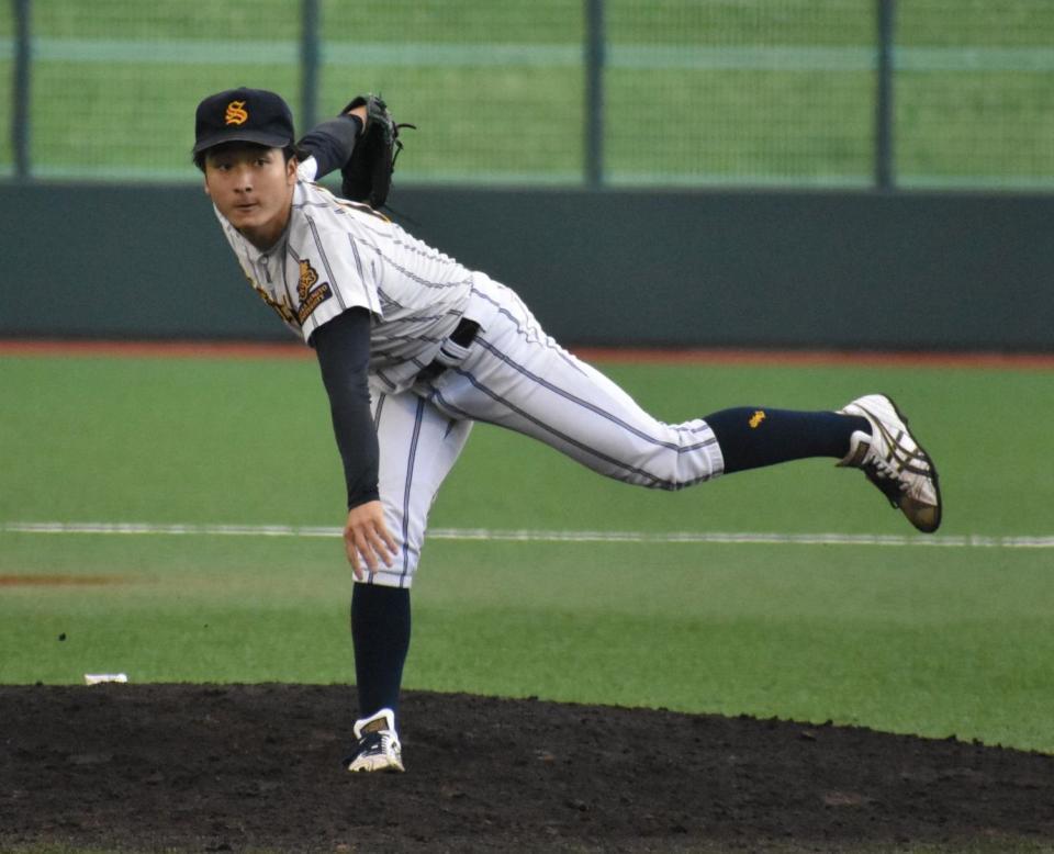 初完投を果たした大産大・田中