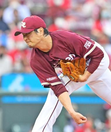 　広島打線を相手に力投する先発の涌井（撮影・立川洋一郎）