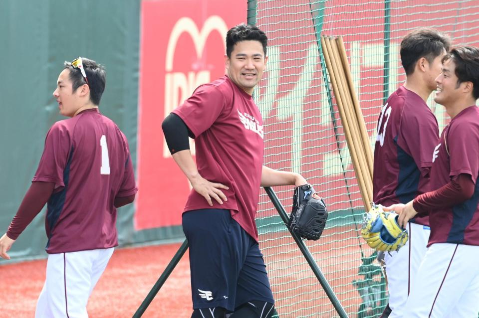 　阪神戦へ向け調整する田中将（撮影・飯室逸平）