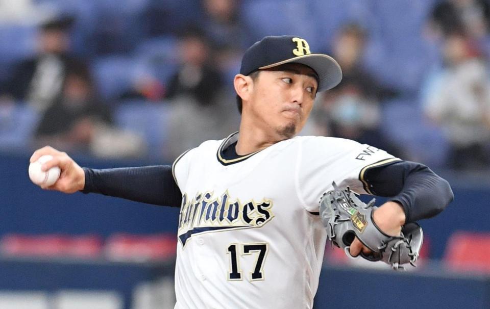 日本ハム打線相手に粘投するオリックス先発・増井浩俊＝京セラドーム（撮影・佐々木彰尚）