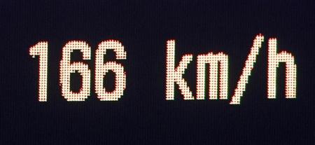 　ビエイラが記録した１６６キロ（撮影・佐藤厚）