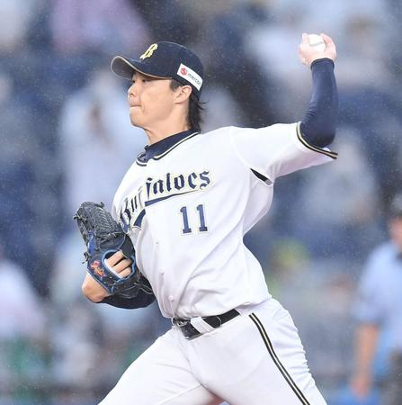 ロッテ戦で力投するオリックス・山崎福也＝ＺＯＺＯマリンスタジアム（撮影・西岡正）