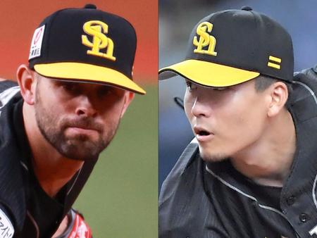 　ソフトバンク・マルティネス（左）と千賀