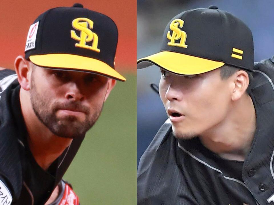 　ソフトバンク・マルティネス（左）と千賀