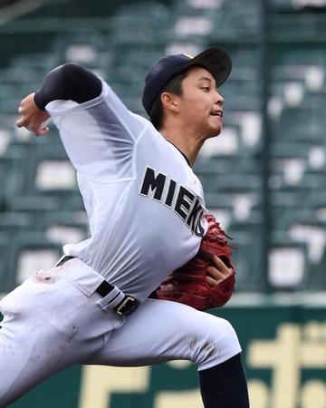 　７安打無失点の完封勝利を挙げた三重・上山（撮影・北村雅宏）