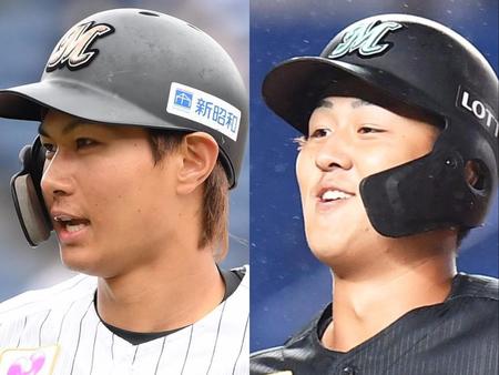 　ロッテ・藤原（左）と山口