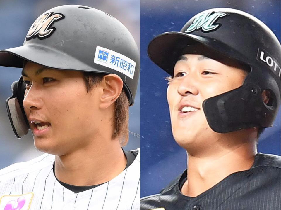 　ロッテ・藤原（左）と山口