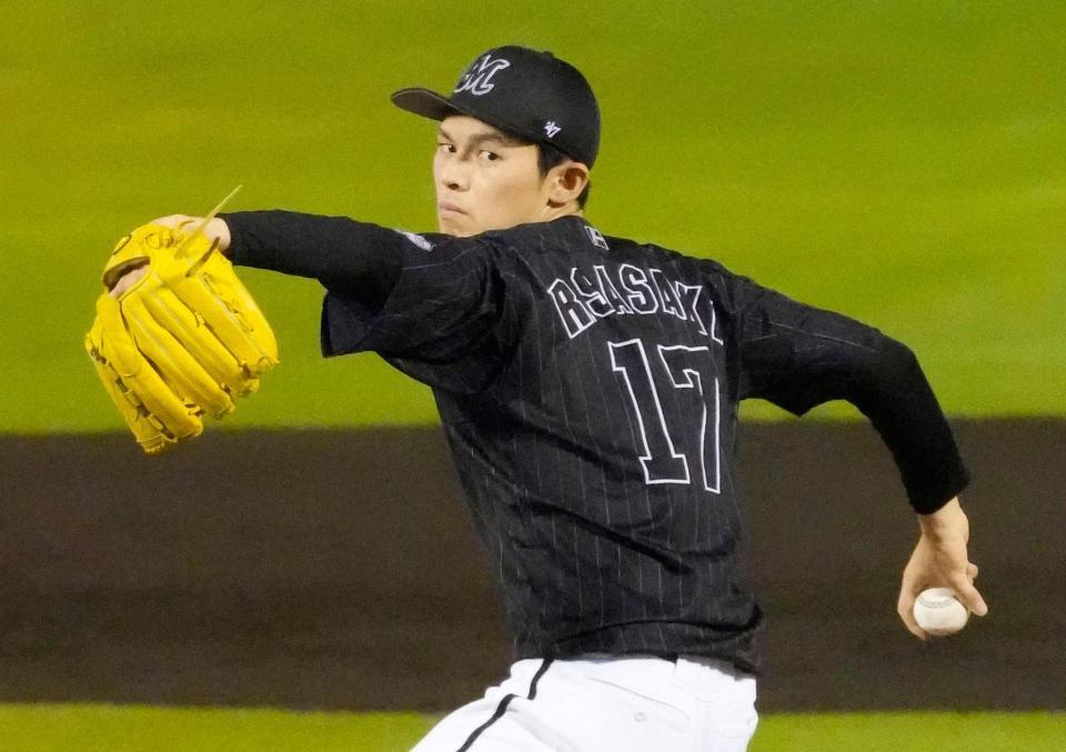 　５回無失点で２勝目を挙げたロッテ・佐々木朗＝楽天生命パーク