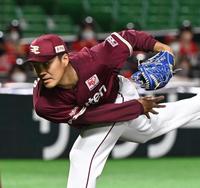 　力投する先発の則本昂