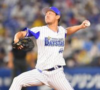 １２日の阪神戦９回に登板し力投するＤｅＮＡ・田中健＝横浜スタジアム（撮影・西岡正）