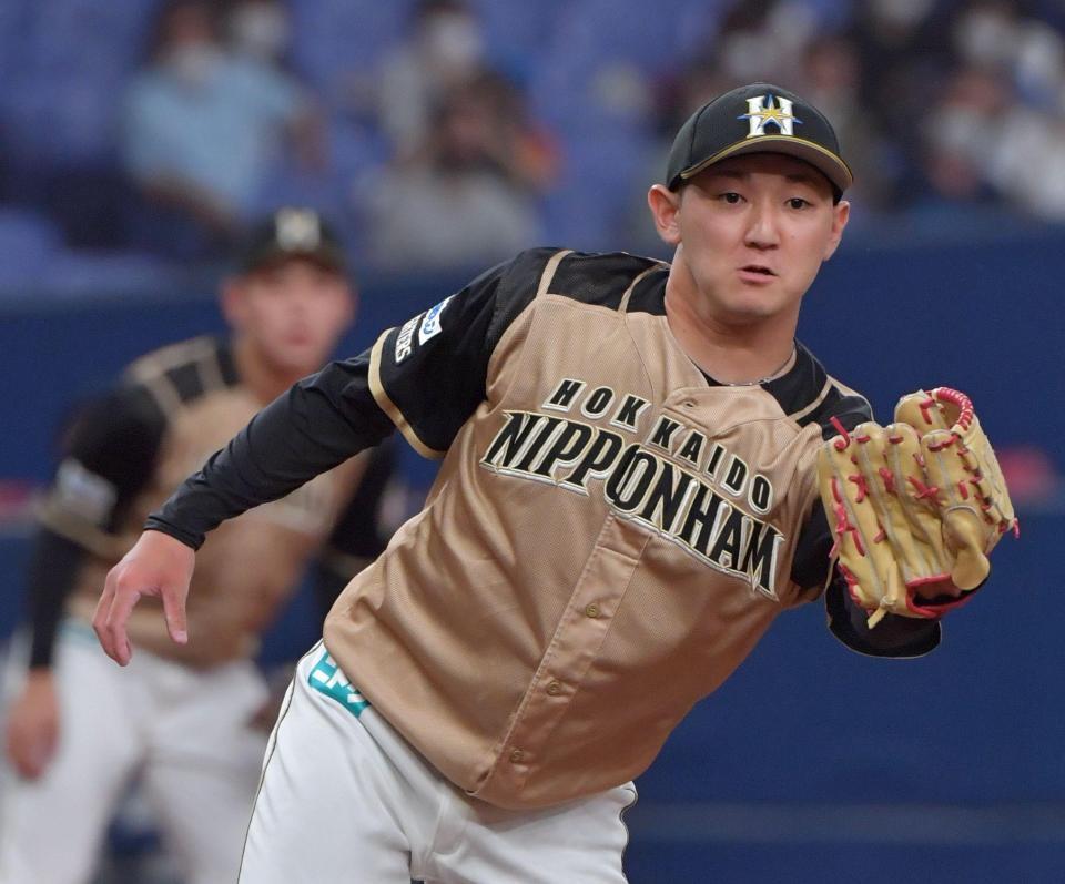 オリックス打線相手に力投する立野（撮影・神子素慎一）