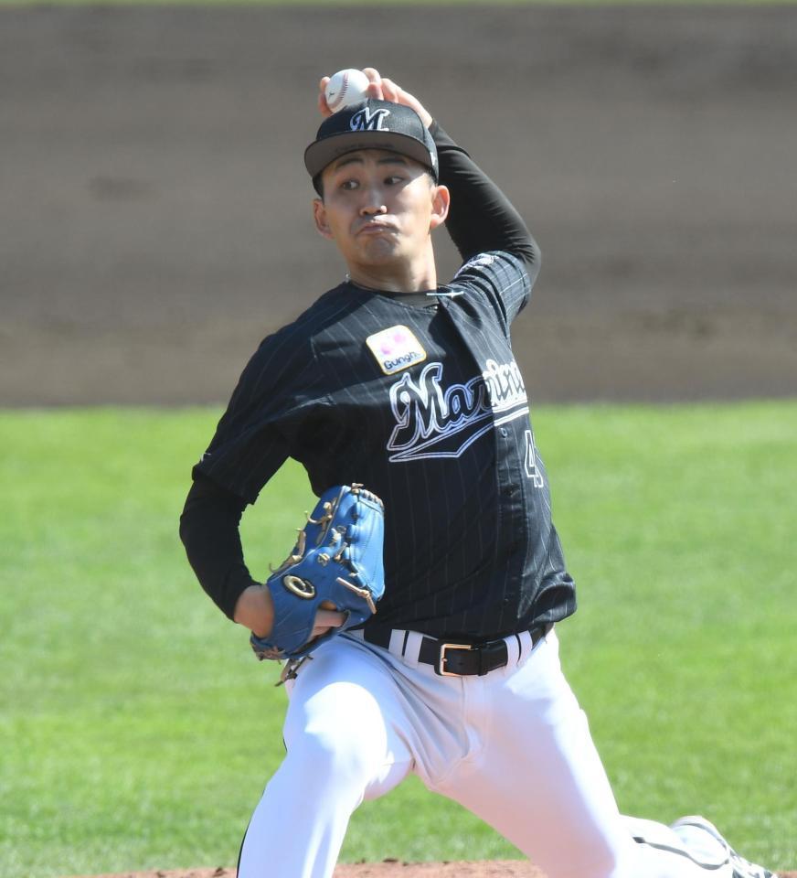 力投するロッテ・小島＝楽天生命パーク宮城（撮影・金田祐二）