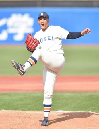 ７回１失点と好投した法大・山下（撮影・伊藤笙子）