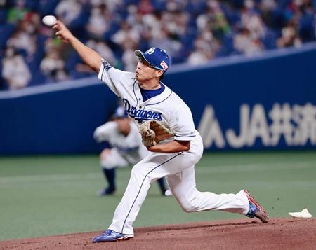 　引退試合のヤクルト戦に先発した中日・山井＝バンテリンドーム