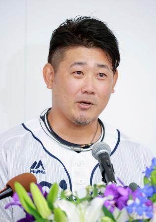 　引退試合を前に記者会見するプロ野球西武の松坂大輔投手＝１９日、埼玉県所沢市