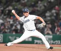 　引退登板で力投する松坂（撮影・金田祐二）