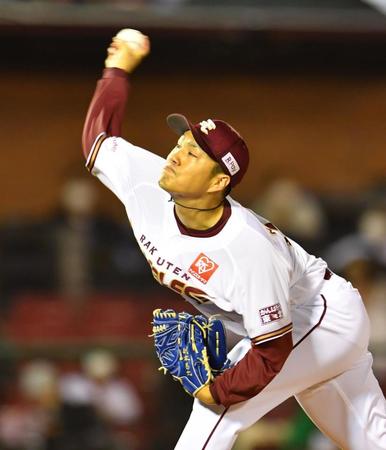 　ロッテ戦に先発し力投する則本昂（撮影・西岡正）