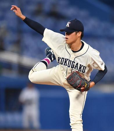 　仙台大戦に先発する国学院大・坂口