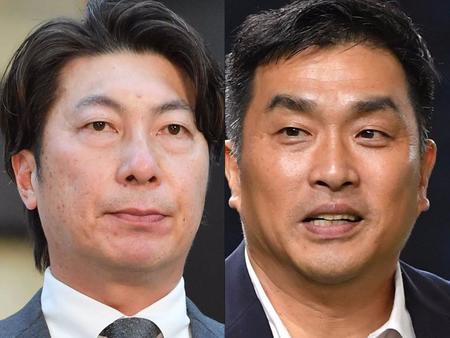 ヤクルト・高津監督（左）と山本昌氏