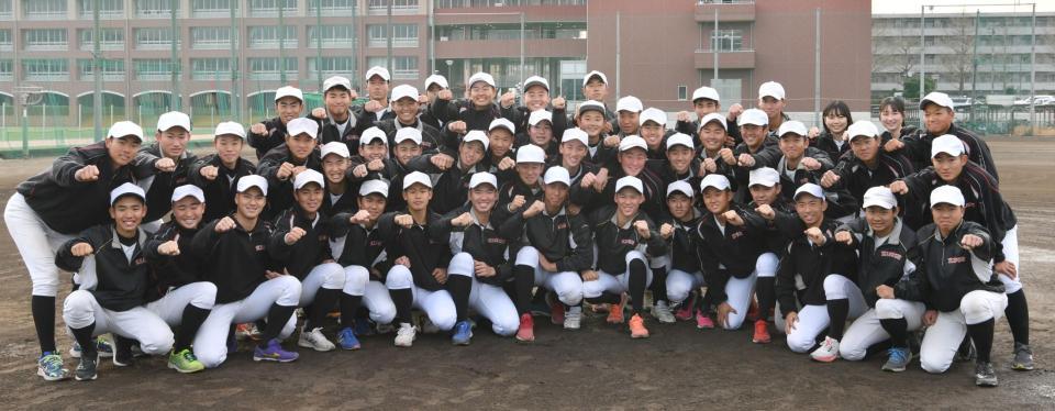 ３８年ぶり２度目のセンバツ出場を決めて喜ぶ日大三島ナイン（撮影・佐々木彰尚）