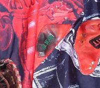 　縫い込まれたグラブに刺しゅうされた「雑草魂」の文字