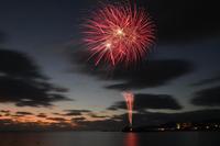 　球場内に流れた曲に合わせて打ち上げられた花火（撮影・西岡正）