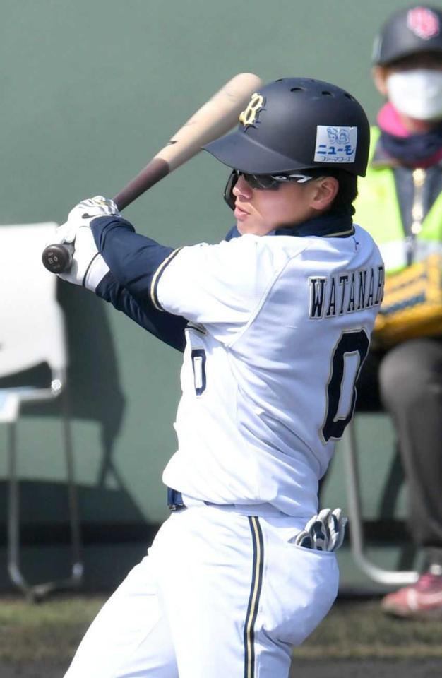 　３回１死、二塁打を放つ渡部